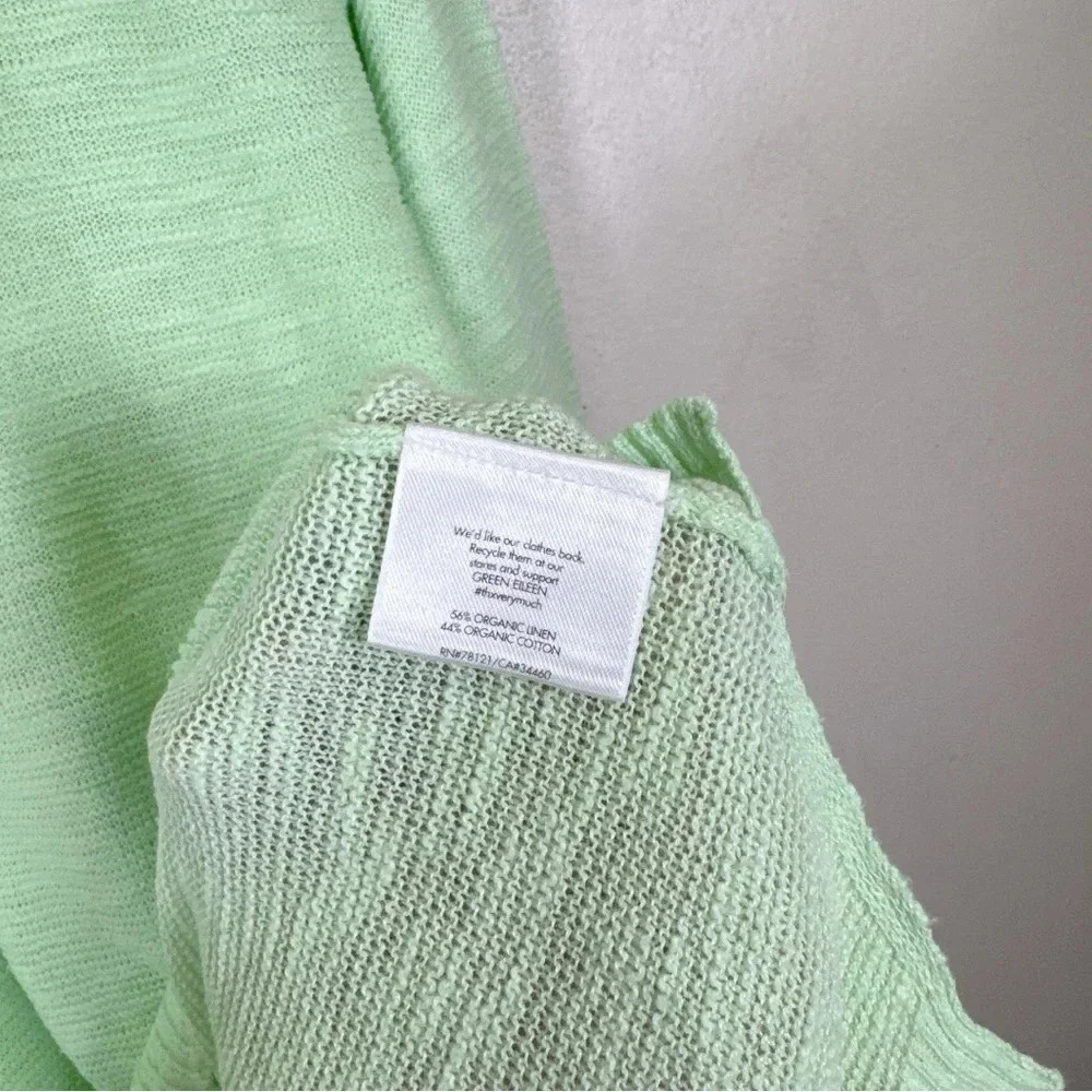 Eileen Fisher Womens Size Petite Medium Green Organic Linen Long Sleeve Top - Picture 11 of 14